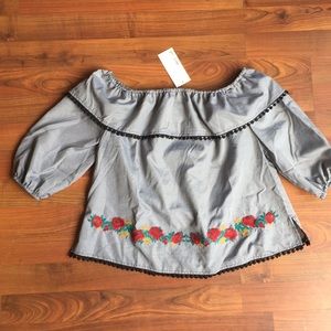 Checkered floral top